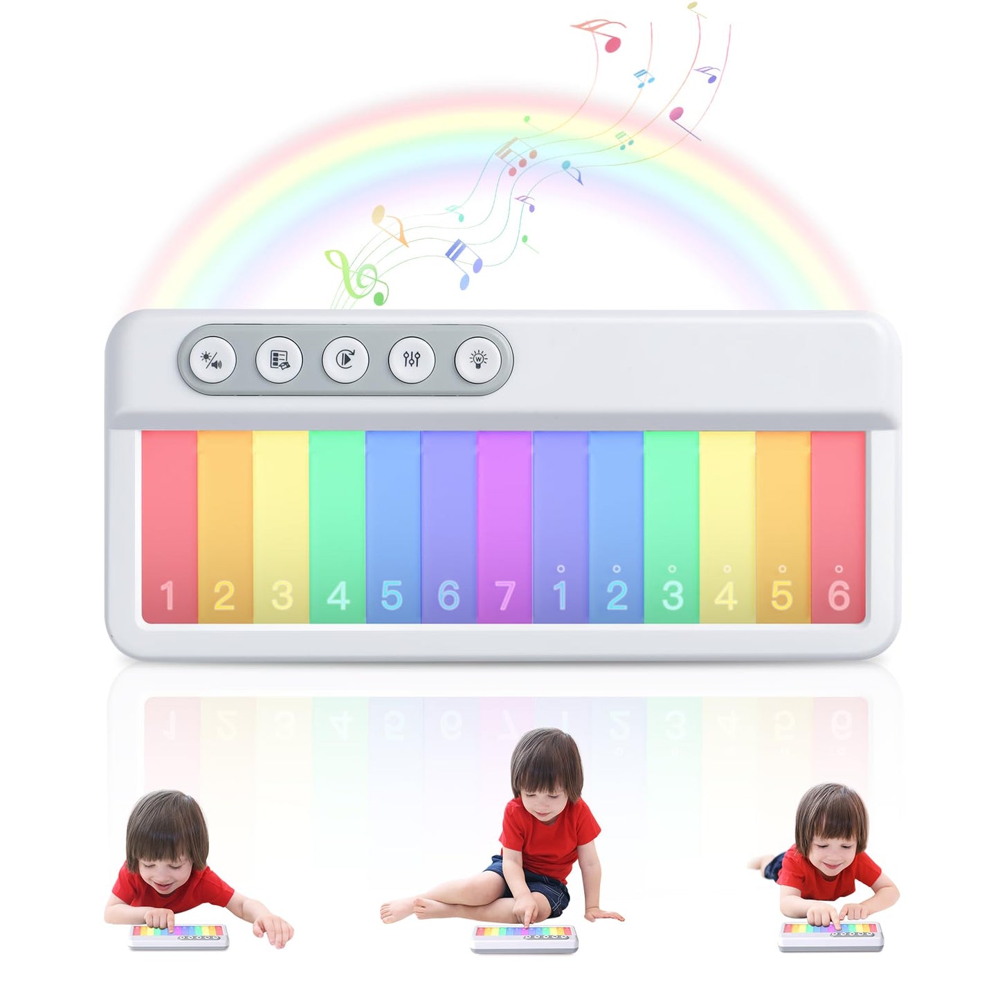 Foki Baby Piano Toy, Light Up Music Travel Kindergarten Toys Kids Mini Keyboard Preschool Learning Musical Pocket Piano For Baby