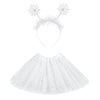 Lainlight Christmas White Tutu For Girls 3 Layered Princess Sparkly Tulle Tutu Skirt Set With Snowflake Headband For Party Dress
