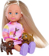 Simba Evi Love Dogs Doll with 2 Dachshunds, 12 cm Berry Plastic Toy, Model 105733688, for Ages 3+