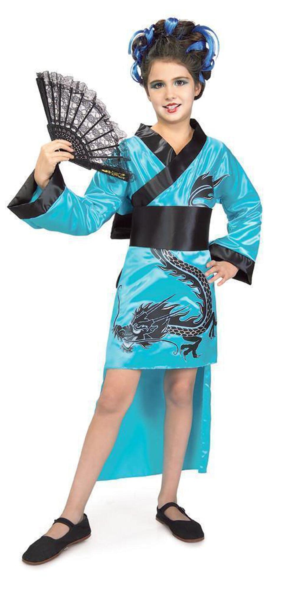 Childs Teal Dragon-Lady Costume, Small