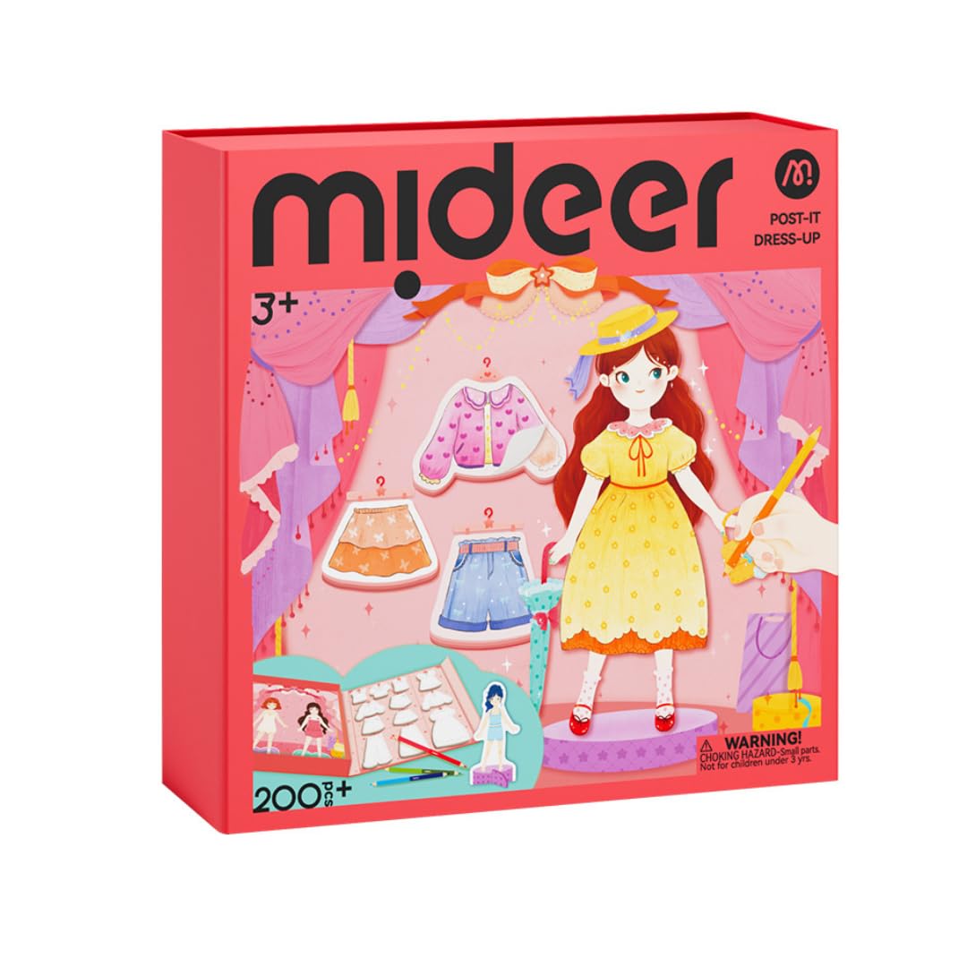Mideer Paper Doll Kits, Reuseable Dress Up Paper Doll with Storage Box, DIY Dress Up Games for Girls Ages 4-7, Kids Fashion Desi