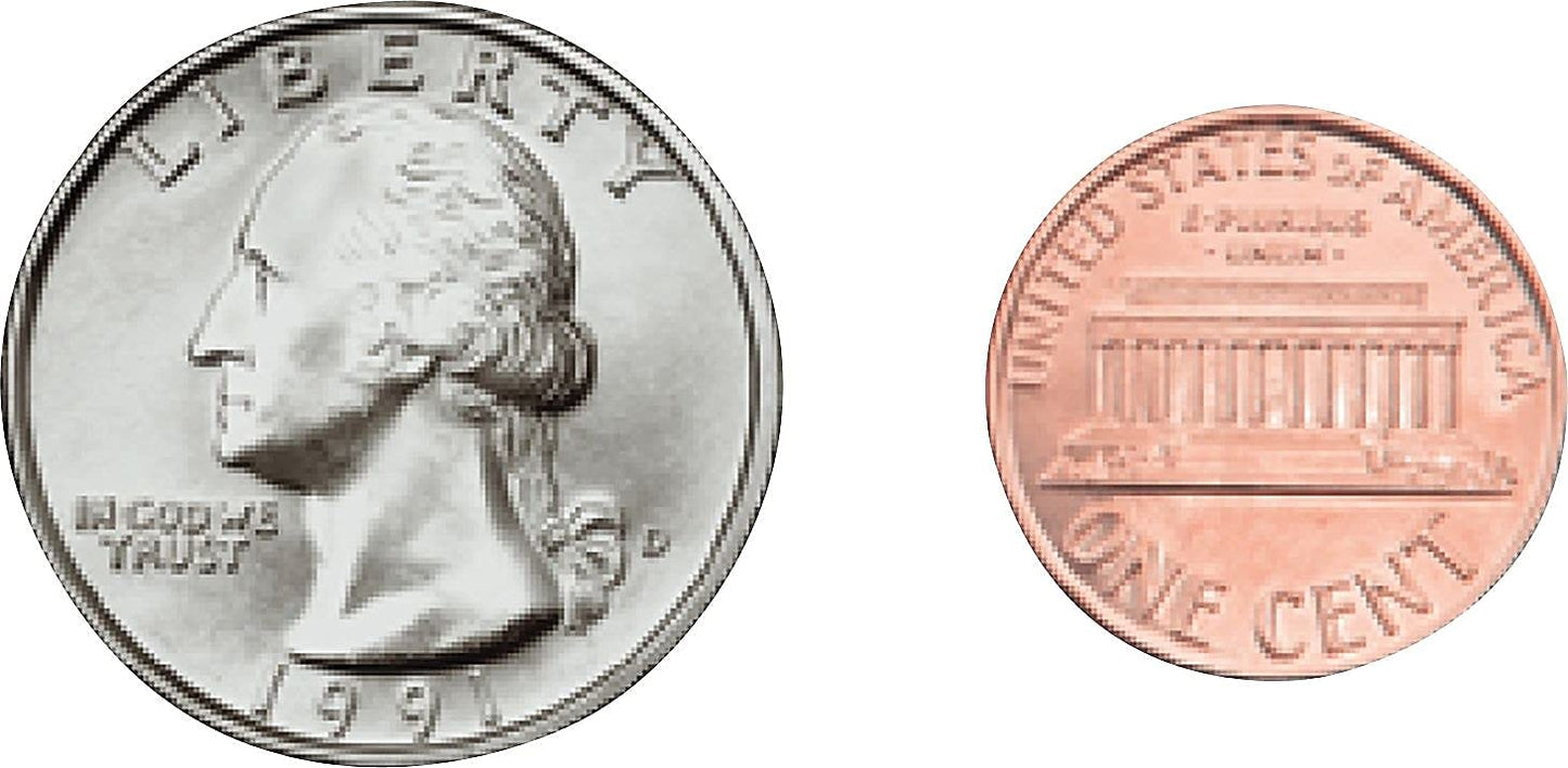 Carson Dellosa 120 United States Coins Stickers, 6 Sheets of Penny, Nickel, Dime, and Quarter Decals for Crafts, Scrapbooking, M