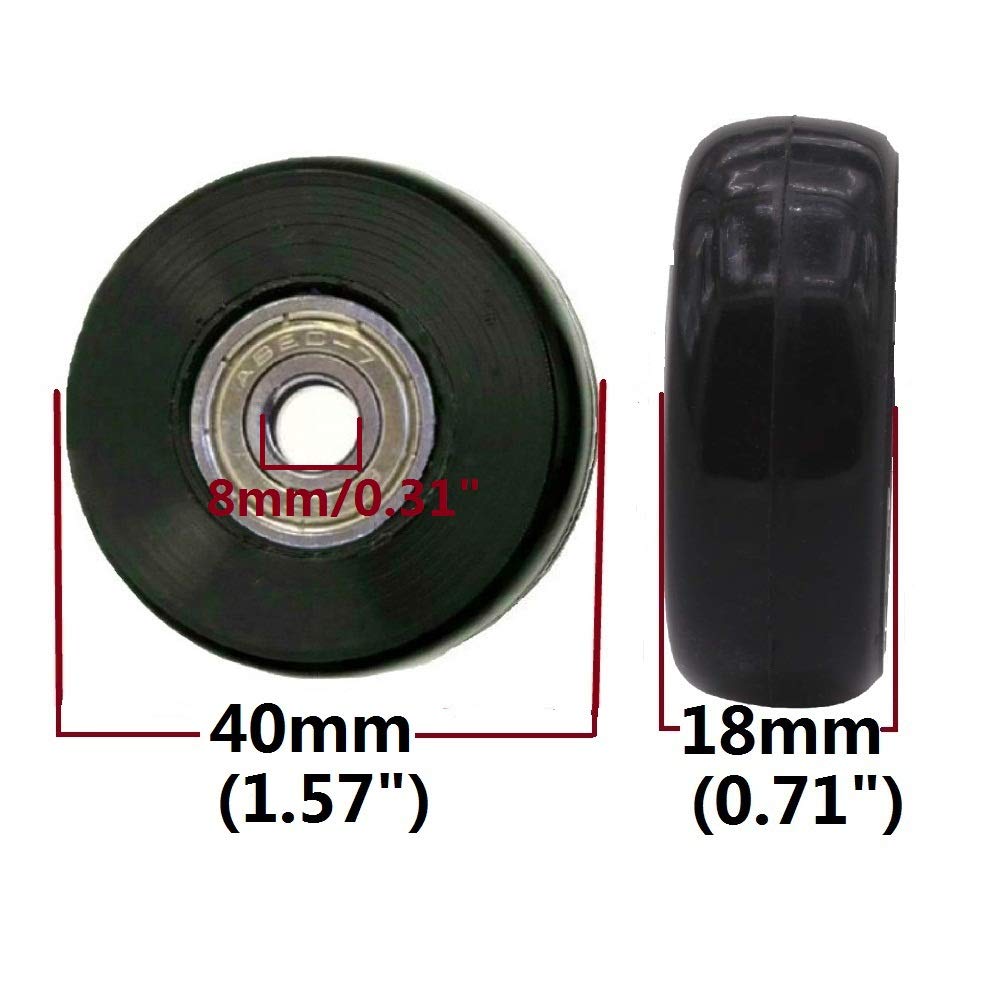 Oro 1 Pair Luggage Wheels Replacement 40 * 18Mm Case Wheels With 8Mm(0.31') Bearings Wheels For Suitcase And Inline Outdoor Skate And Caster Board