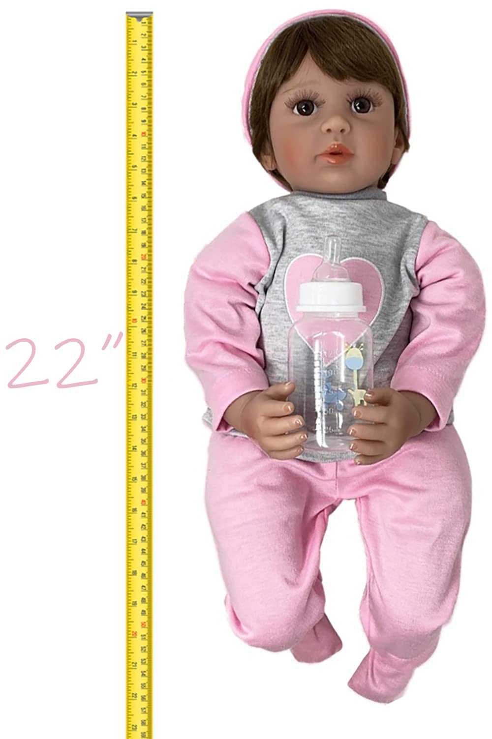 22' Baby Doll | Reborn Realistic Baby Doll That Looks Real | Weighted Soft Newborn Silicone Baby Doll Gift Set With Swaddle Blanket, Pacifier Toy, Play Bottle & Birth Certificate