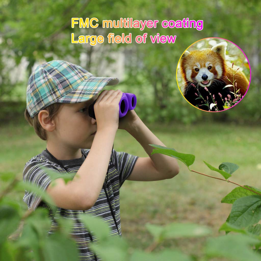 Vnvdflm Compact Binoculars For Kids Yard Toys,3-12 Year Old Girl, Best Gift For 4-10 Year Girls To Watching Birds, Toys For 3-12 Year Old Boys Exploring Nature(Purple)