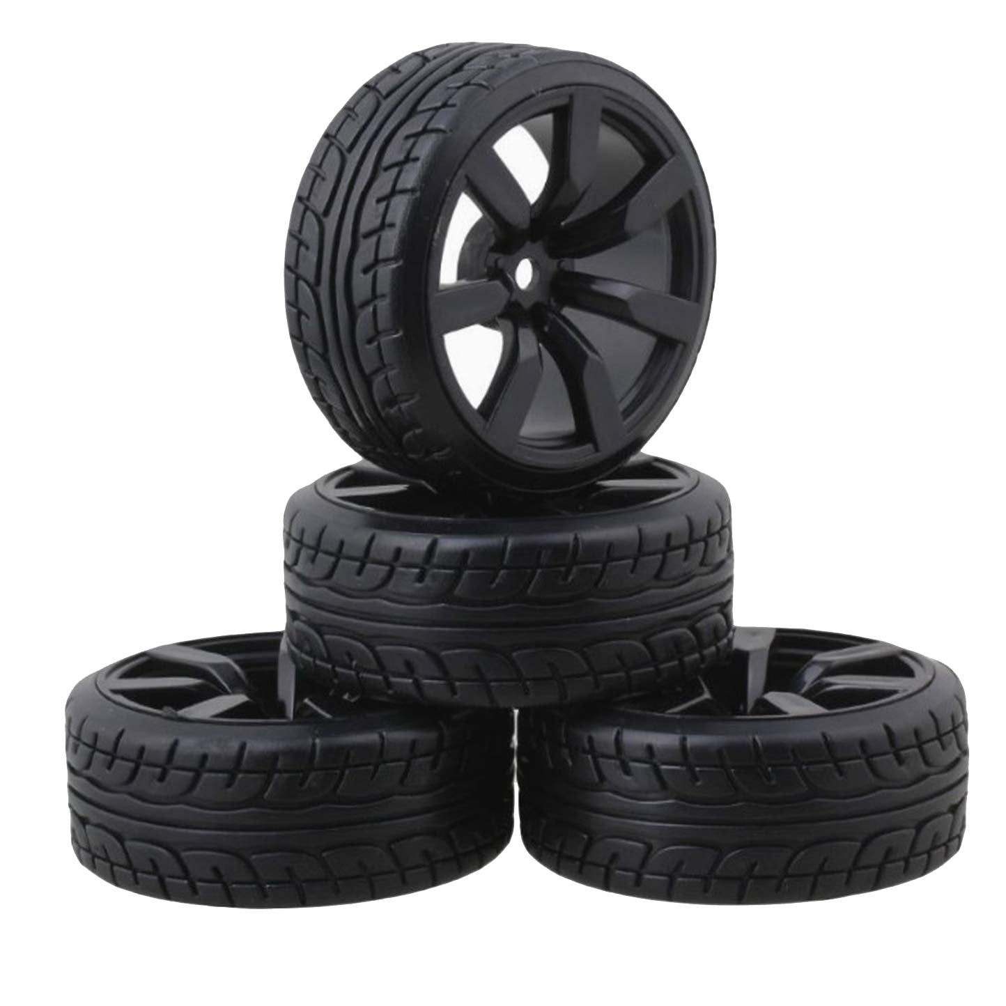 4Pcs ShareGoo OD62mm Hard Plastic RC Drift Car Tires & Wheel Rims 12mm Hex Tyre Compatible with Traxxas HSP Tamiya HPI Kyosho 1/