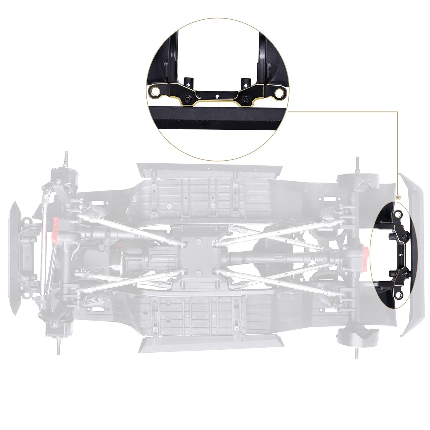 HobbyPark Brass Rear Bumper Mount Servo Mounting Bracket Stand Compatible with 1/10 Axial SCX10 III Upgrades JLU Wrangler