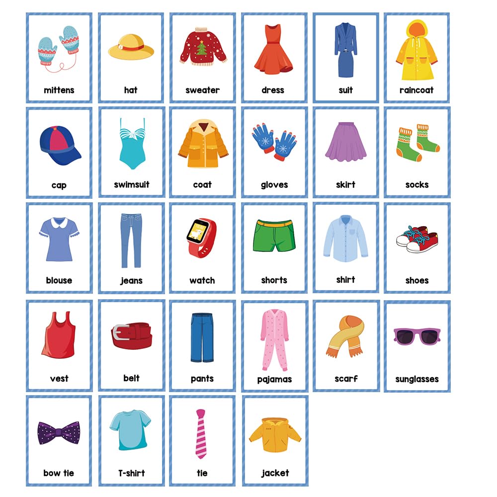 Lachilly Clothes Learning Flashcards, High Frequency Words, Beginning Reading, Kindergarten To 1St Grade, Esl Teaching Materials