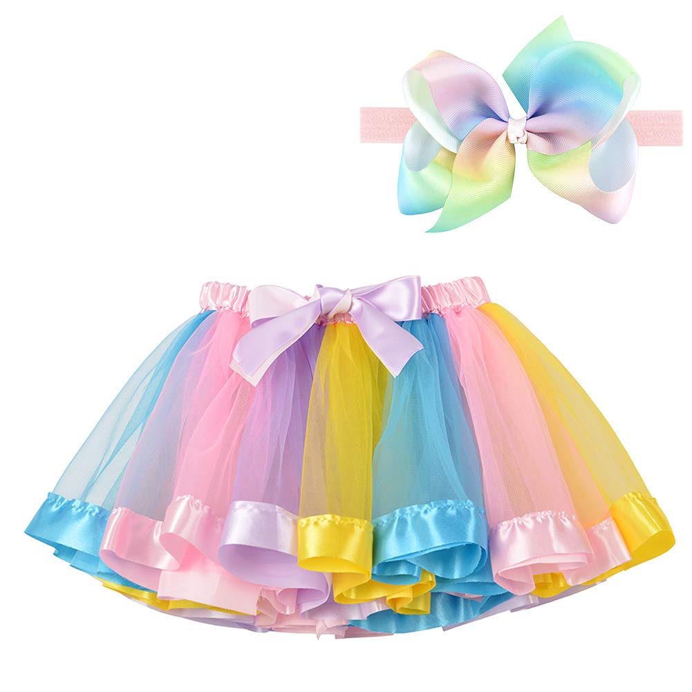 Bgfks Layeredtulle Rainbow Tutu Skirt For Newborn Baby Girls 1St Birthday Photography Outfit Sets. (Light Rainbow, 0-24 Months)