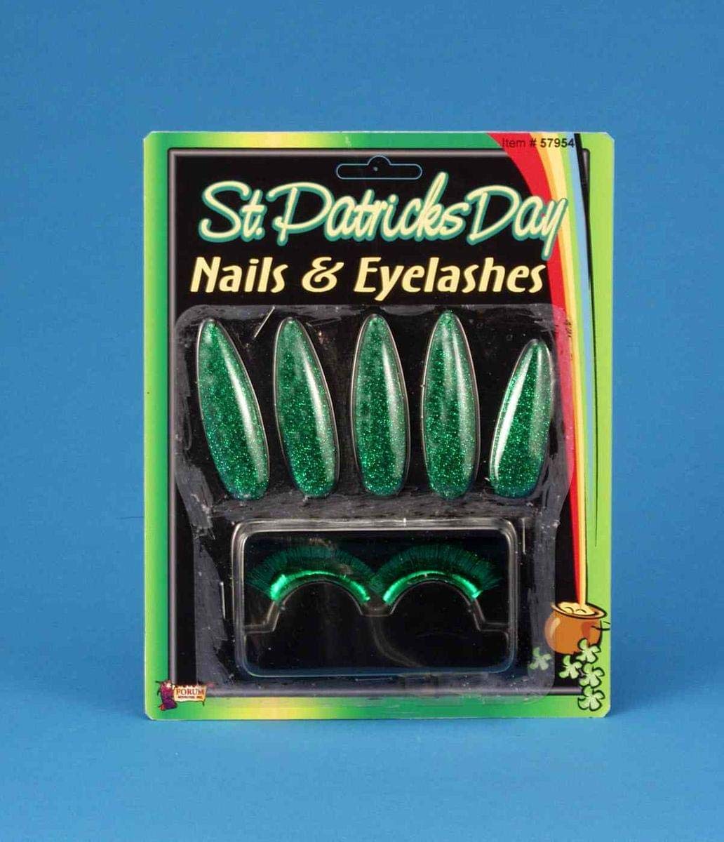 Forum Novelties 57954 Green Glitter Nails & Lashes mature-themed - One-Size As Shown One Size