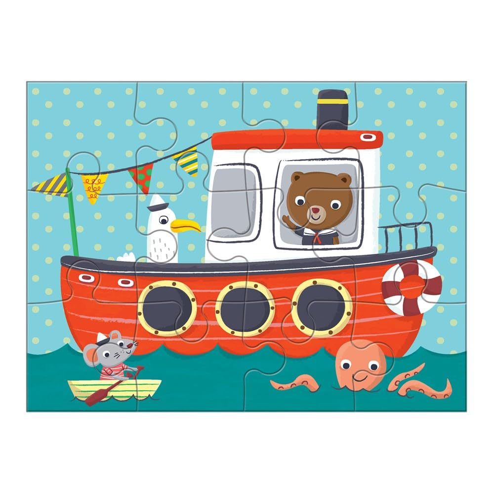 Mudpuppy Transportation 4-In-A-Box Puzzle Set, 12