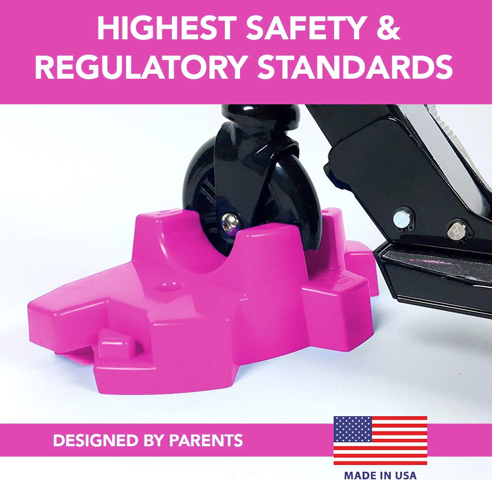 50 Strong Scooter Stand - Fits Most Scooters - Interlocking Offset Extra Stable Base - Pink