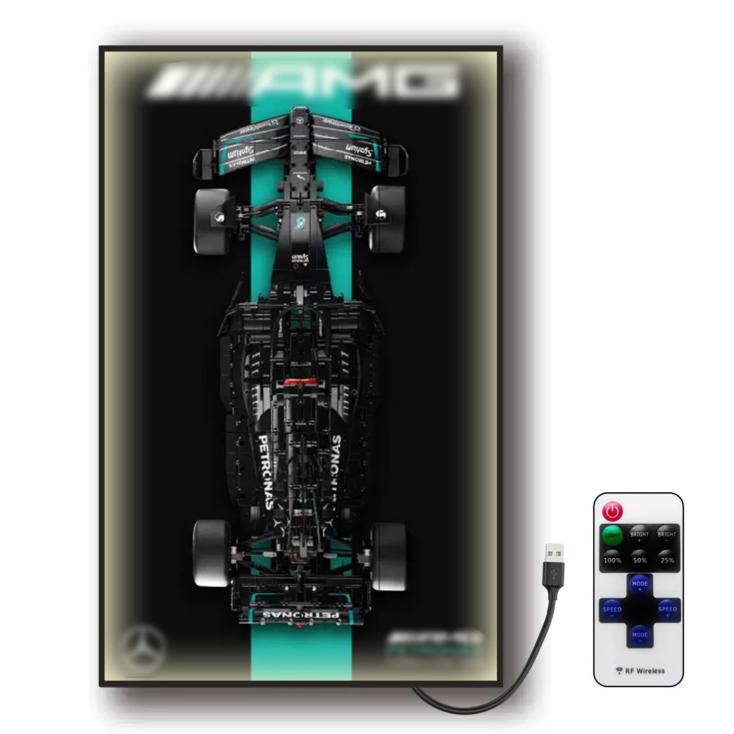 Car Wall Mount For Lego Mercedes Amg 42171, Display Wallboard With Led Lights For Car, Adult Collectibles Wall Mounted For Build