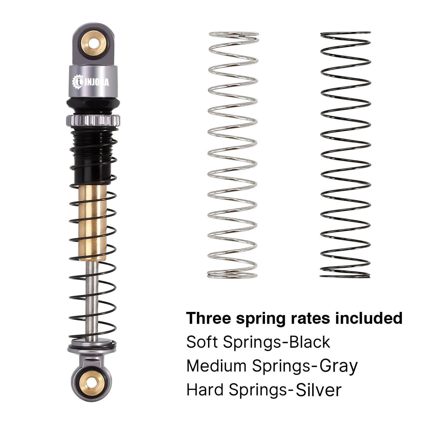 INJORA 43mm Aluminum Shocks Threaded Tele Shock Absorber Damper for 1/24 RC Crawler Car Axial SCX24 AXI90081 Deadbolt Micro Craw