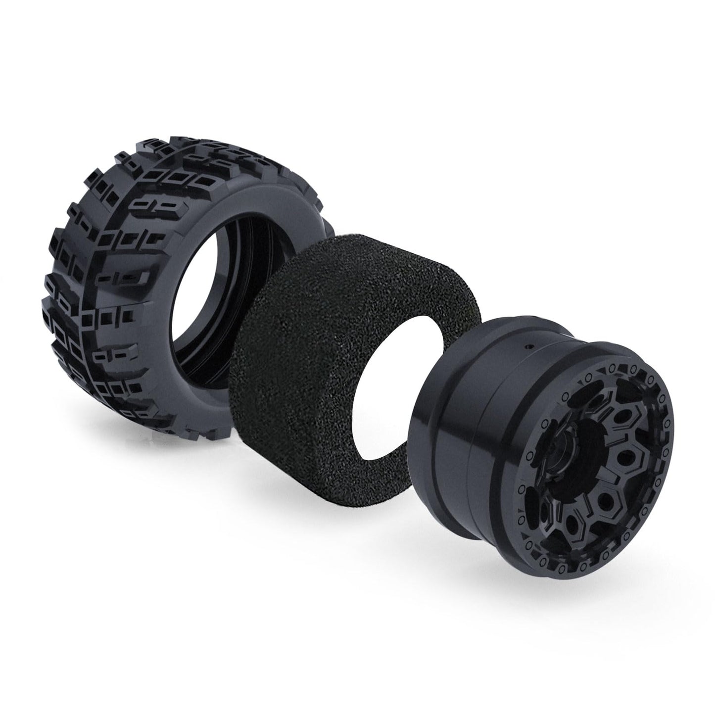 Surpass Hobby 1/10 Monster Truck Tires & Rims, 12mm Hex, Rubber, 2 Pack, Renzi Color