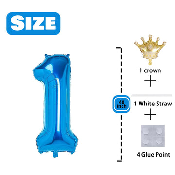 1 Number Balloon Purple 40 Inch Big Foil Crown Helium 1St Balloons For 1 Year Old Boy Girl Birthday Party Decorations Wedding An