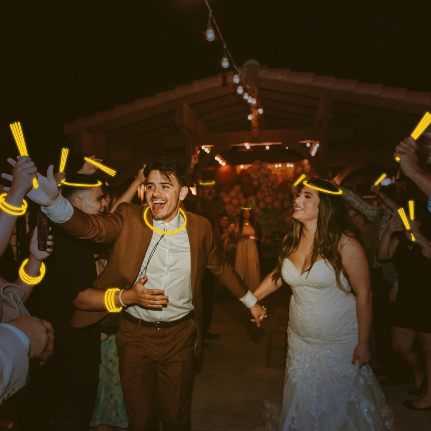 Yofobu Yellow Glow Sticks Light Up Bracelet With Connectors 50Ct 8' Glowsticks Glow Necklaces Bulk Neon Party Supplies For Christmas Newyear Valentines Day Hawii Carnival Fiesta Birthday Wedding