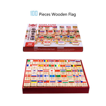 Hsomid Wooden Educational Toys For Kids World Flag Learning Educational Toy (Domino)