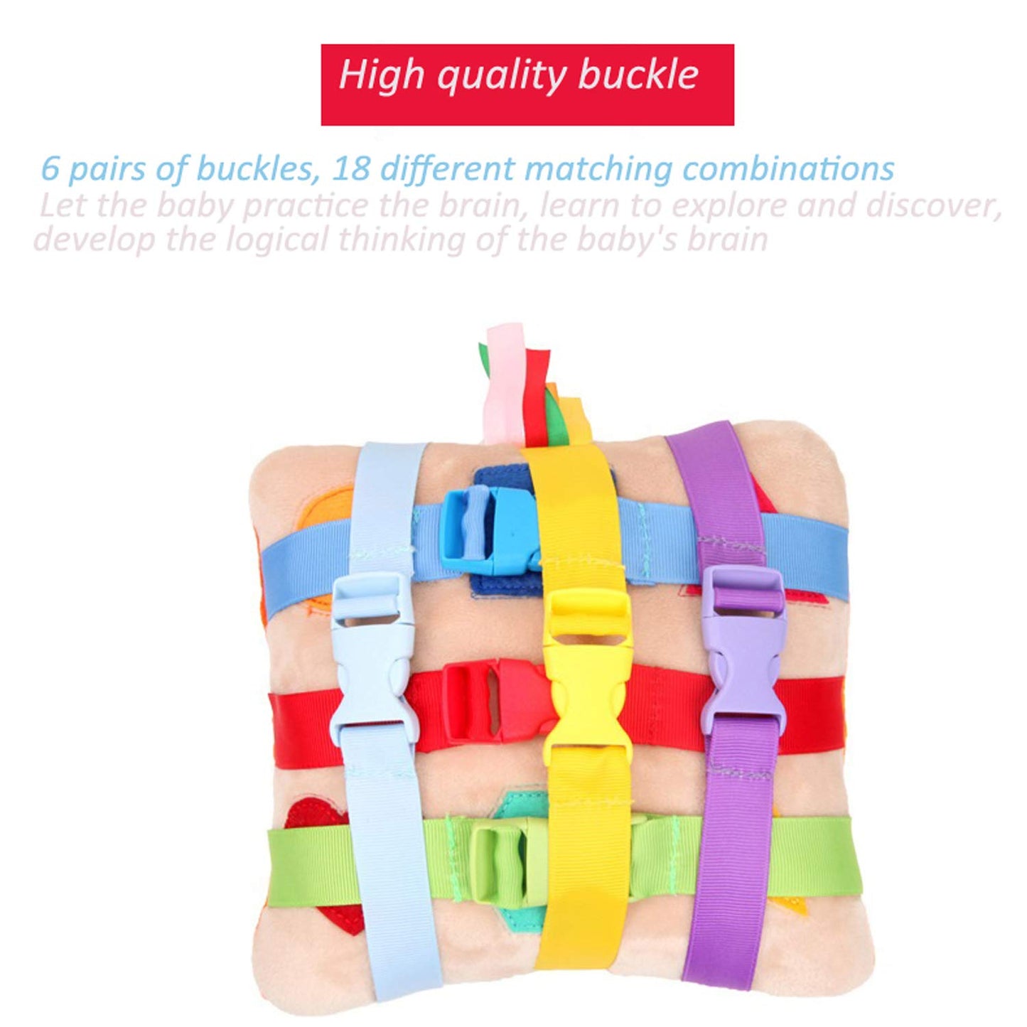 Toddler Early Learning With Buckles,Plush Soft Travel Toy- Toy With Basic Life Skills Children'S Plush Travel Activity Game-Chil