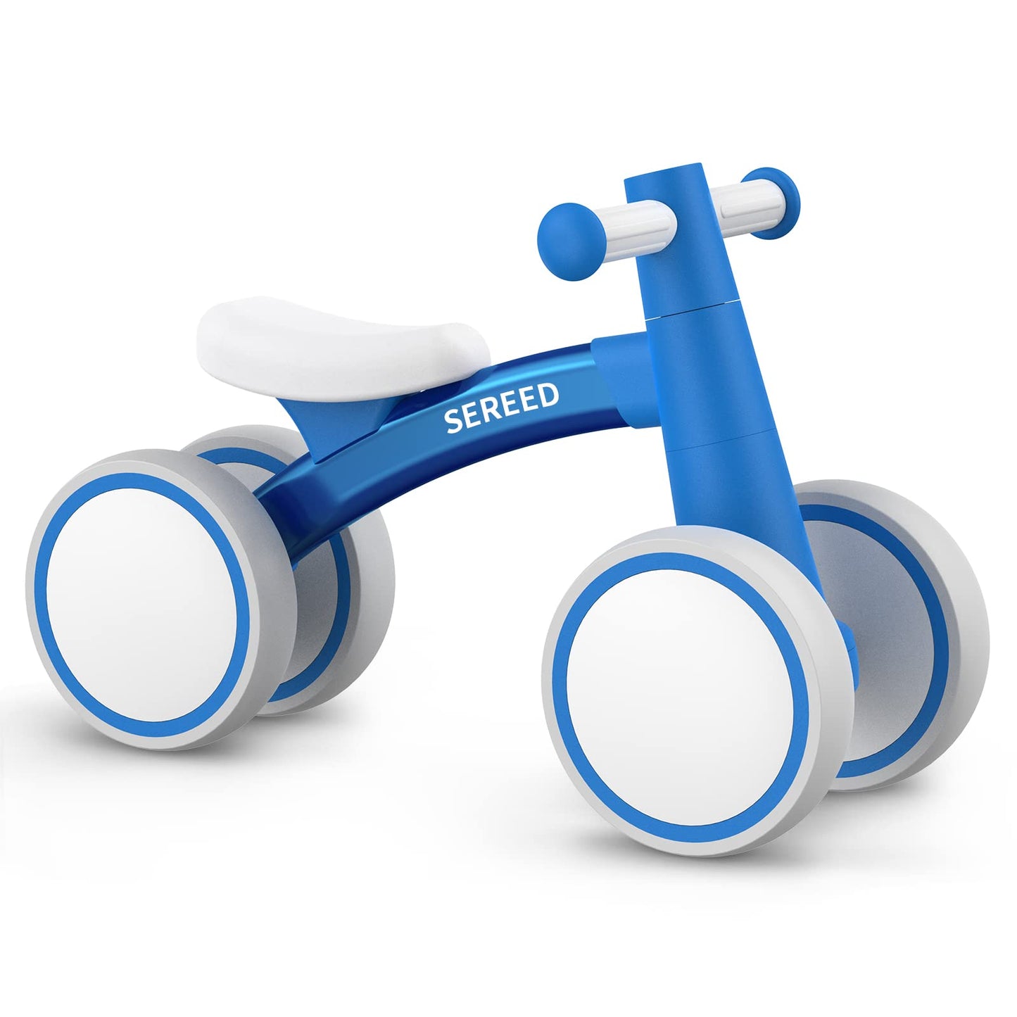 Sereed Baby Balance Bike For 1 Year Old Boys Girls 12-24 Month, 4 Wheels Toddler First Bike, First Birthday Gifts (Blue New)