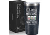 Onebttl Insulated Stainless Steel Mahjong Cup, 20oz, Black - Smart People Game, Perfect Gift for Mahjong Lovers