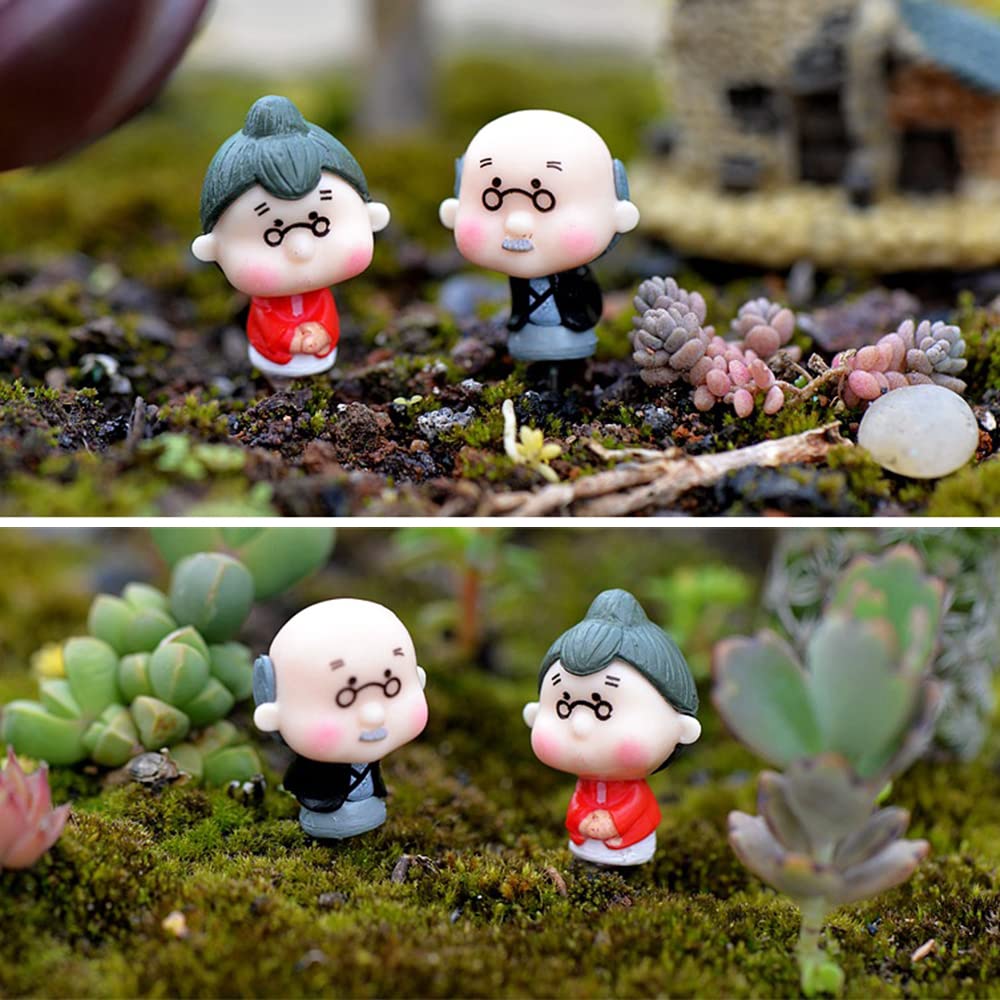 Spilay 6pcs Miniature People Dolls Figures,Cute Japanese Old Grandparents and Lovers Play Figurines for 1:24 DIY Dollhouse Decor