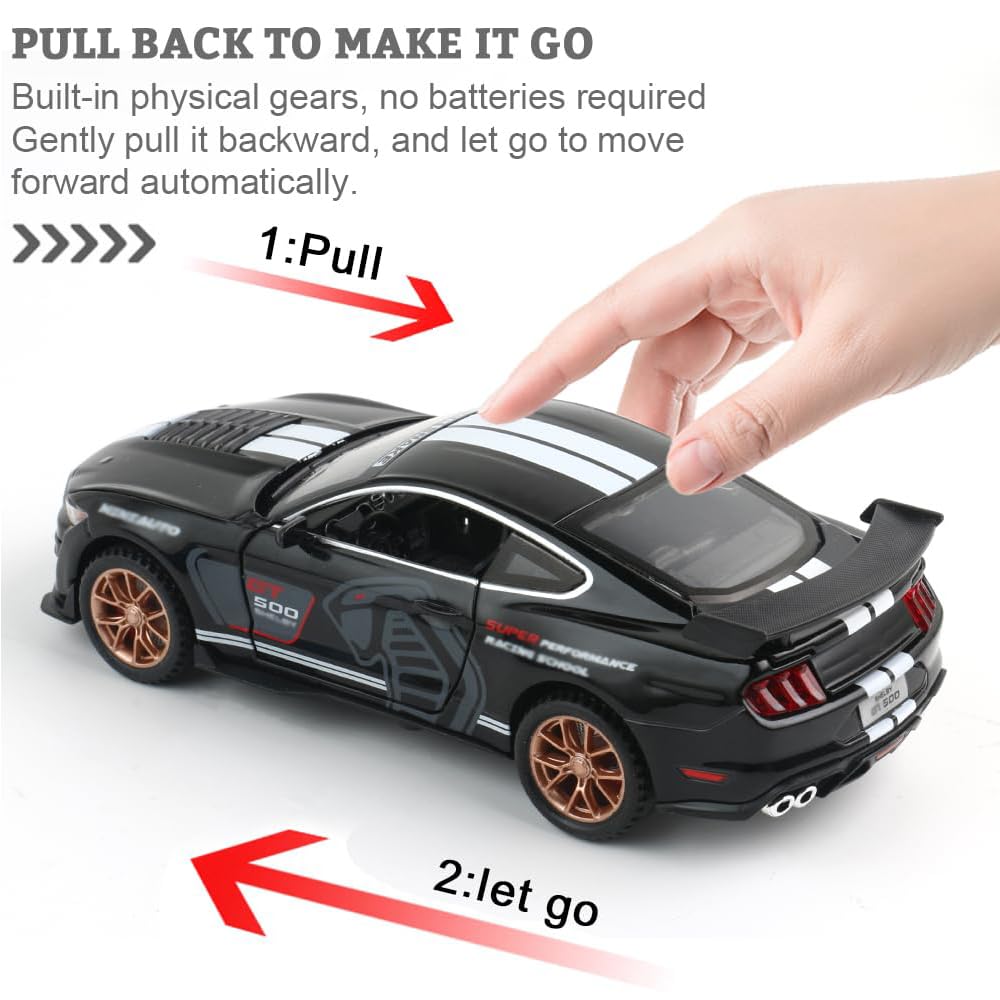 chengchuang Toy Car for Boys, 1/32 Scale Die Cast Metal Cars Toys, Pull Back Toy Car with Sounds and Lights for Kids Gifts (Red)