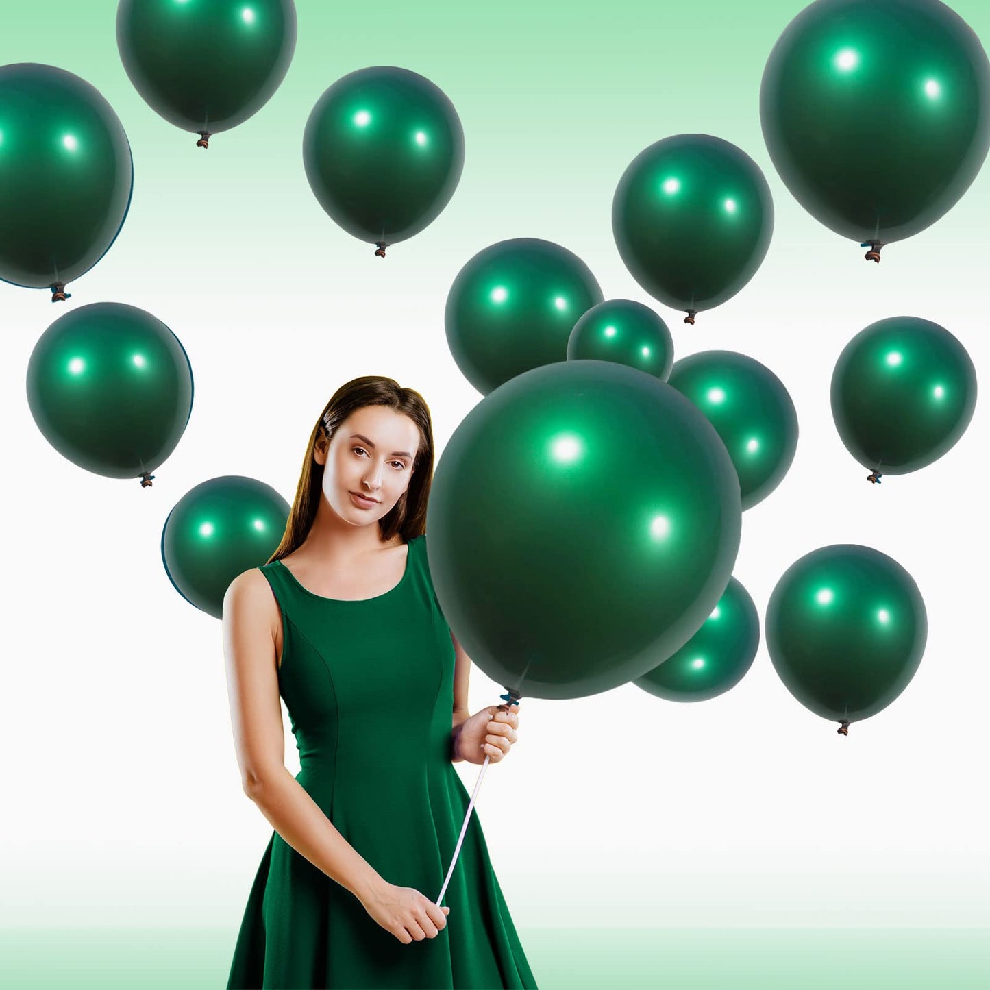 Kozee Double Stuffed Emerald Green Balloons 52 Pack - 18" & 10" & 5" Rubber Garland Kit for Wedding, Birthday, Baby Shower Decor