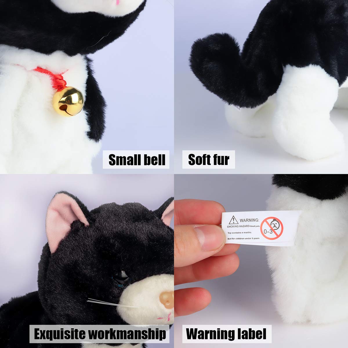 Smalody Interactive Plush Toys, Novelty Sound Control Electronic Cat Electronic Pets Robot Cat Gift For Children (Black)