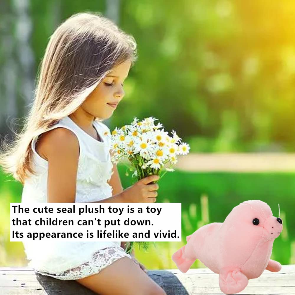 Aucooma Seal Stuffed Animal Pillows Plush Toys Hug Sleep Cute For Kids Gifts 13.7(Pink)