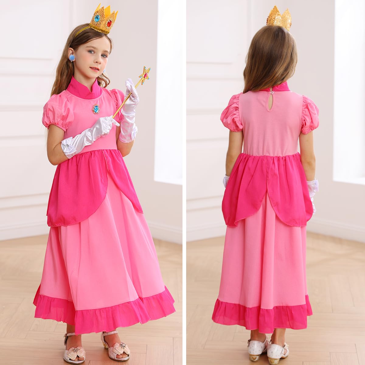 Itvti Princess Costume Dress For Girls Kids Cosplay Pink Outfit Halloween Birthday Party Dress Up, Pink, 2-3 Years(Tag 100)