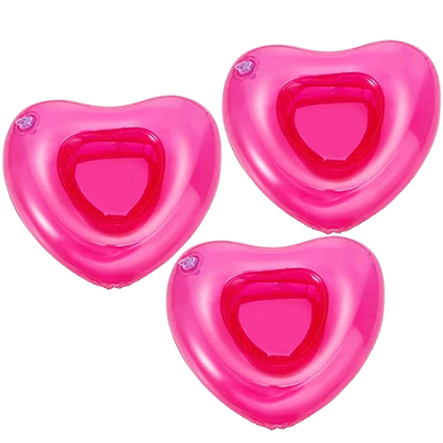 Inflatable Drink Holder 3 Pack Heart Drink Pool Floats Cup Holders For Summer Pool Party, Variety Shape To Choose