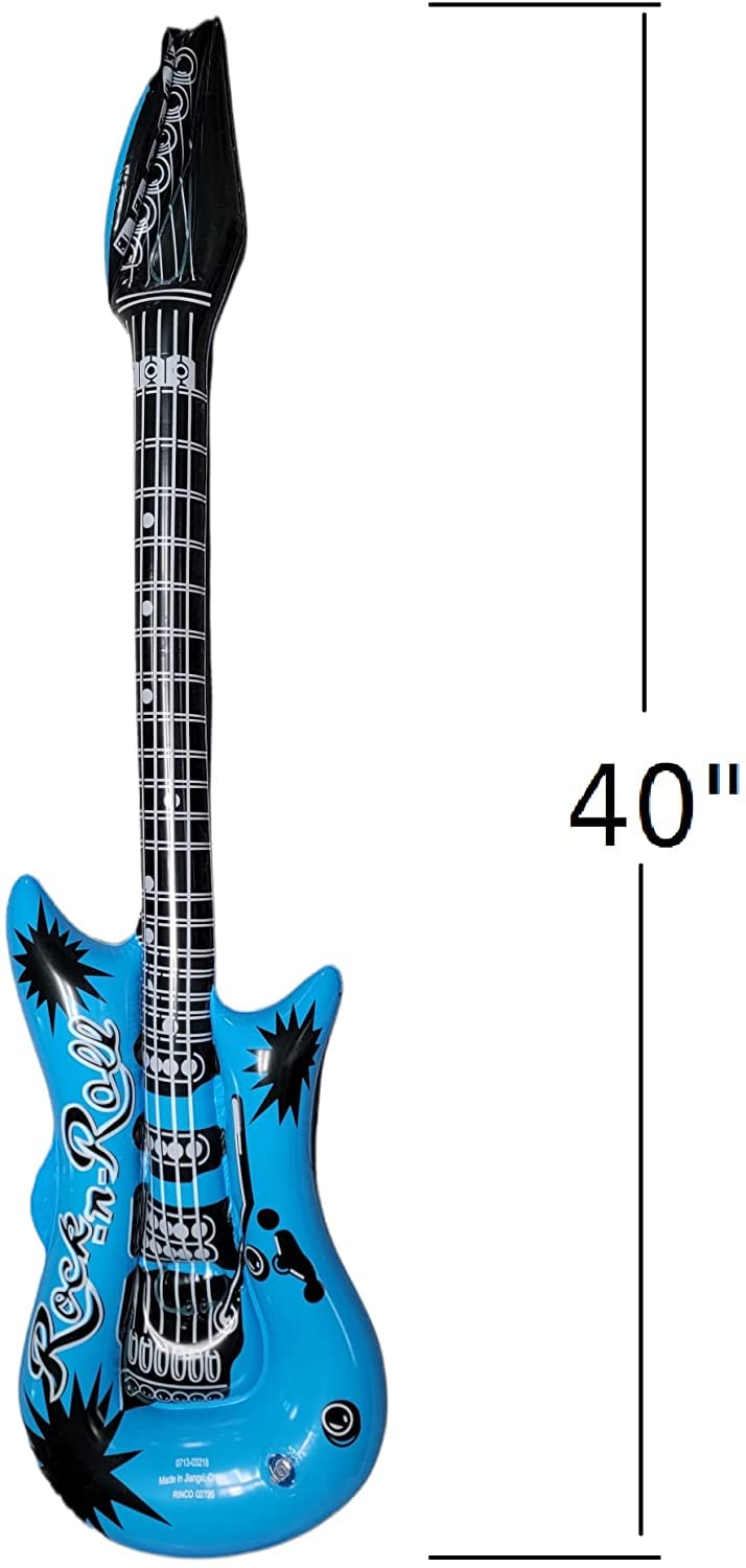 Zugar Land Rock Inflatable Guitar (40 Inches) Vinyl. Perfect Party Favor, Dj Dance 80S Rocker (Rock-N-Roll (12 Pack)), Multicolor