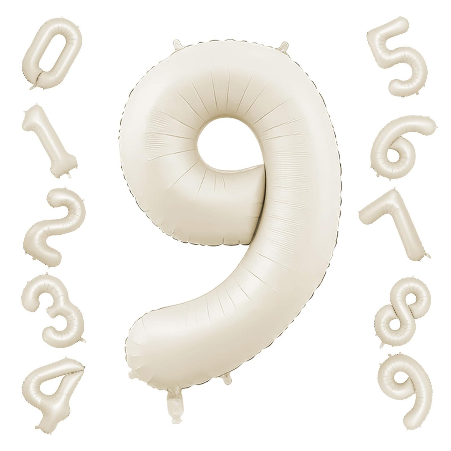 40 Inch Cream Number 9 Balloon, Beige Large 9Th Birthday Balloons, Digital 9 Cream White Giant 9 Foil Balloon Helium For Boys Gi