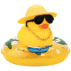 Wonuu Car Rubber Duck, Yellow Duck Decoration Dashboard With Sun Hat Swim Ring Necklace Sunglasses For Car Dashboard Decorations (Blue Sun Hat-Blue Dolphin)
