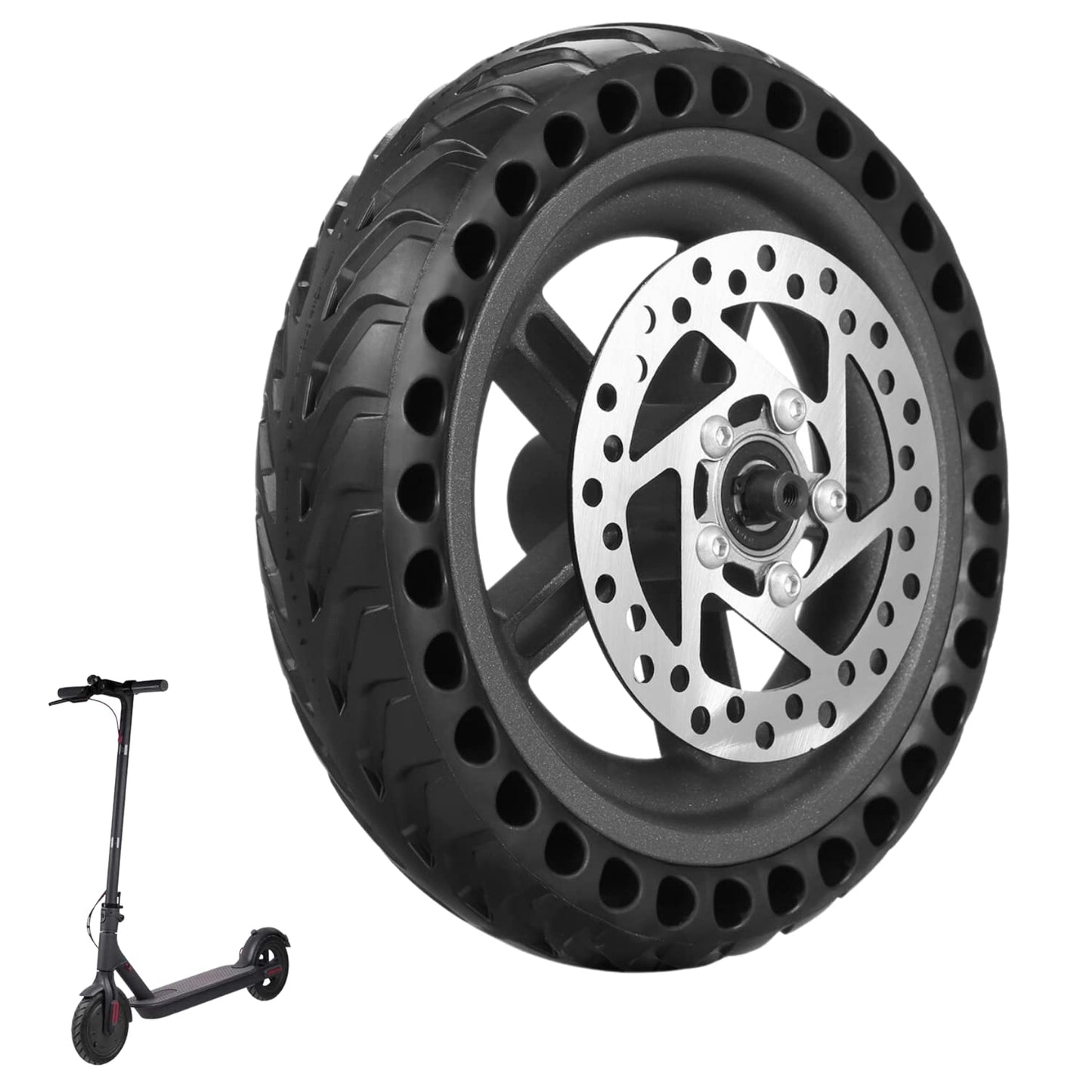 Elkatech  Gotrax Wheel Replacement And Xiaomi M365 Electric Scooter  Solid Tire With Hub And Brake-Disc  Honeycomb Wheel Compati
