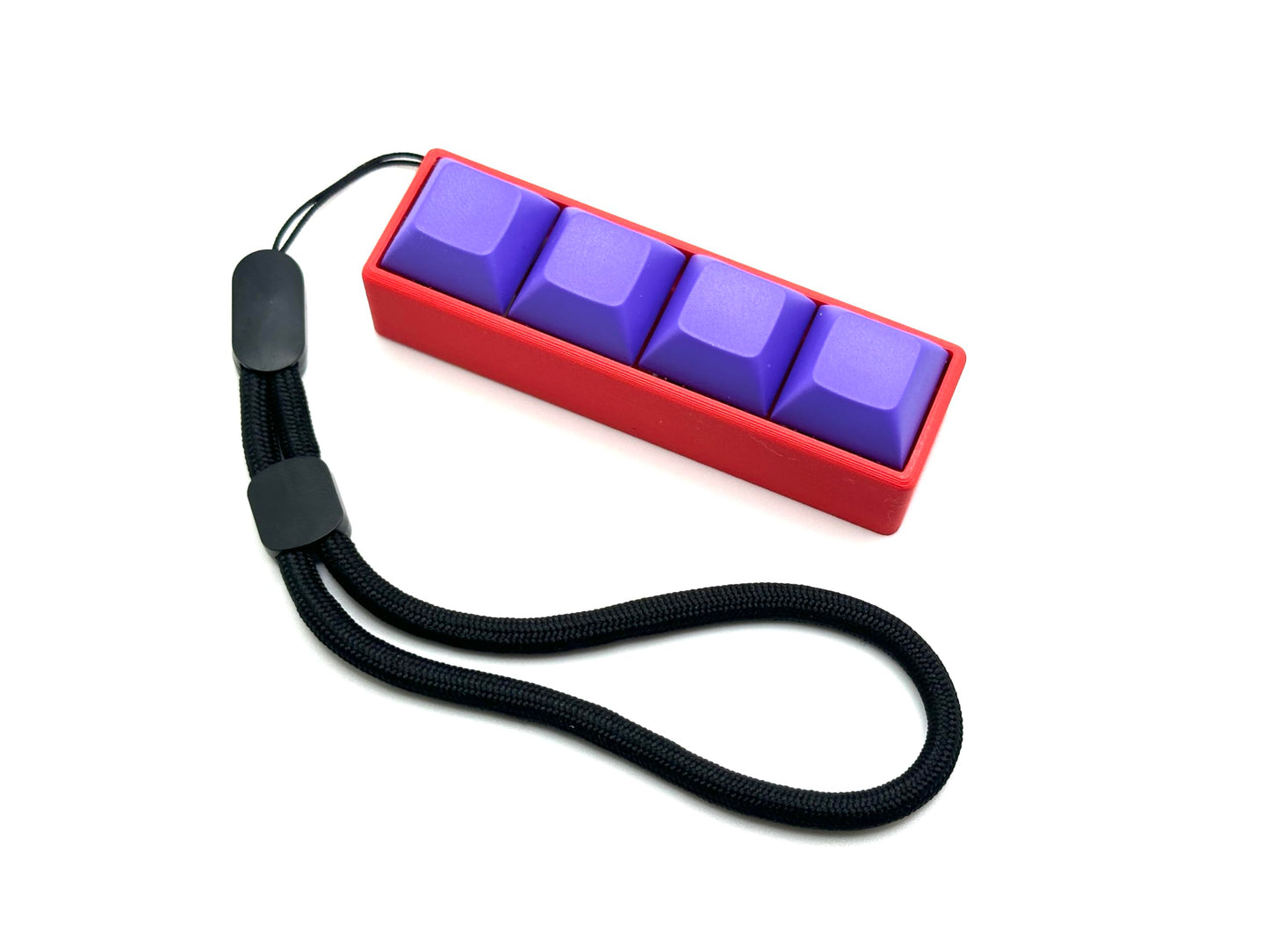 Four-Button Clicky Mechanical Switch Fidget Toy | Stim Toy, Stress Relief, Adhd (Red Base, Purple Keycaps)
