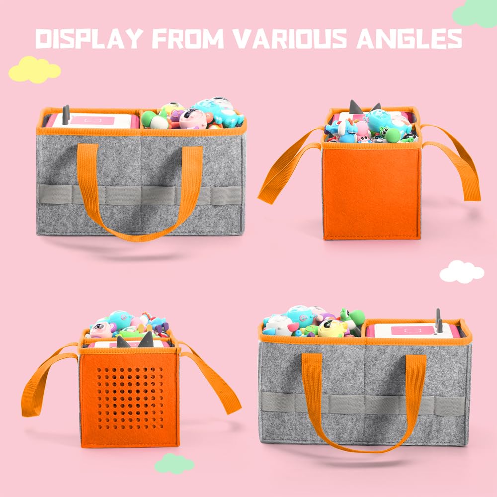 Pisosn Carrying Case For Toniebox Starter Set And Tonies Figurines, Travel Felt Cloth Musical Toy Folding Bag For Toniebox Acces