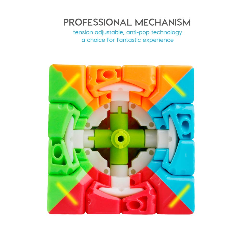 Coogam Qiyi 4x4 Speed Cube Stickerless Magic Puzzle Toy - White, Model: cube015, Ideal Gift for Kids & Adults