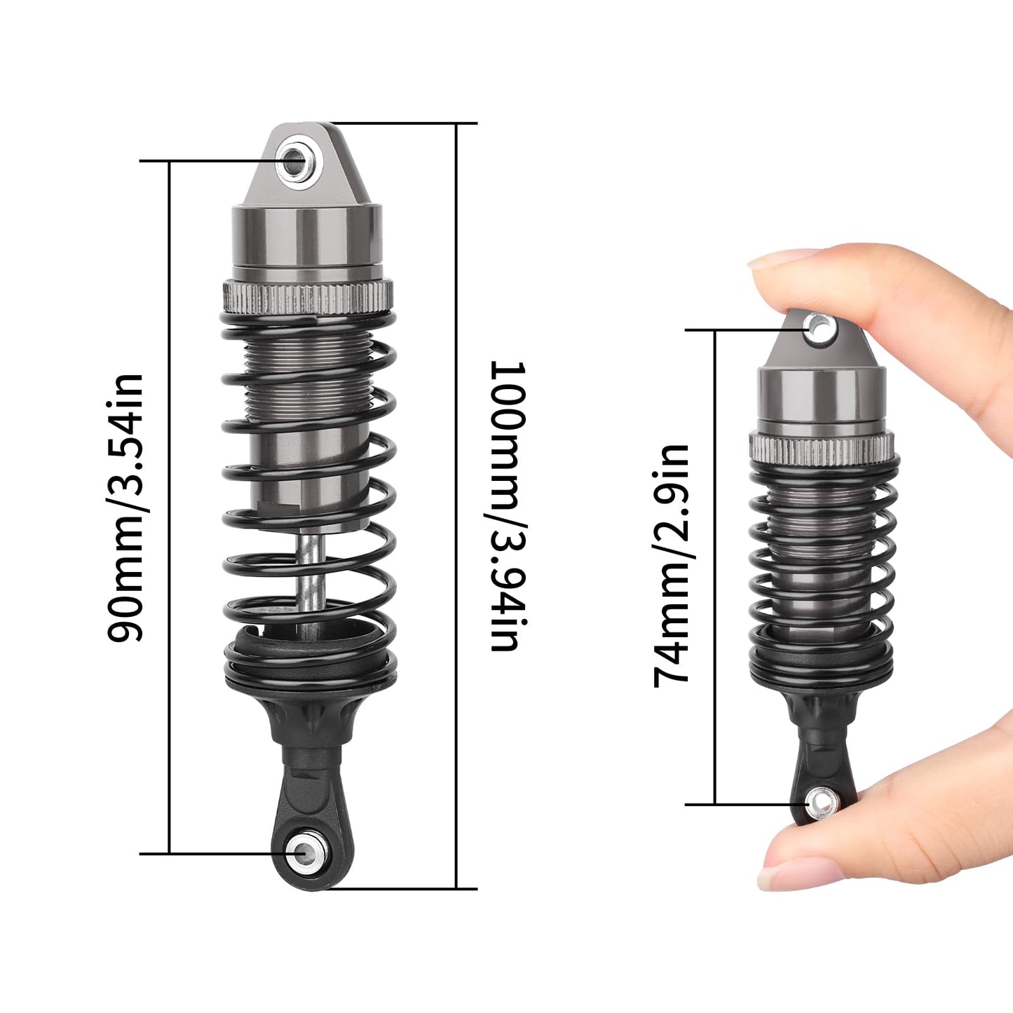 CrazyHobby RC Shocks for 1/10 4WD Traxxas Slash 4x4, Rustler 4X4 VXL, Stampede 4X4, Hoss 4X4, Replace 5862 Big Bore Shock Set, w