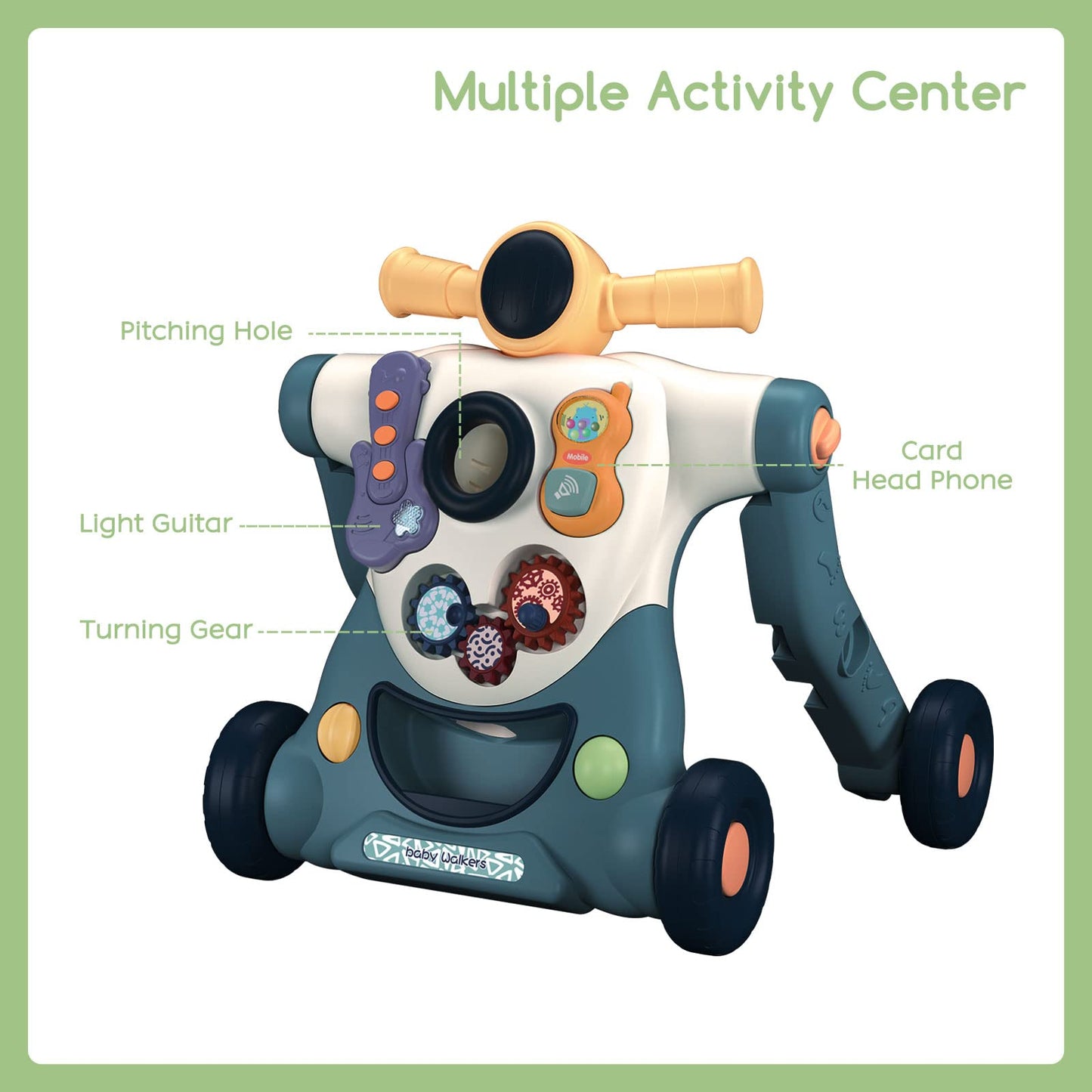 Baby Sit-To-Stand Learning Walker, 3 In 1 Baby Walker For Boys Girls Toddlers, Educational Baby Push Walkers With Entertainment