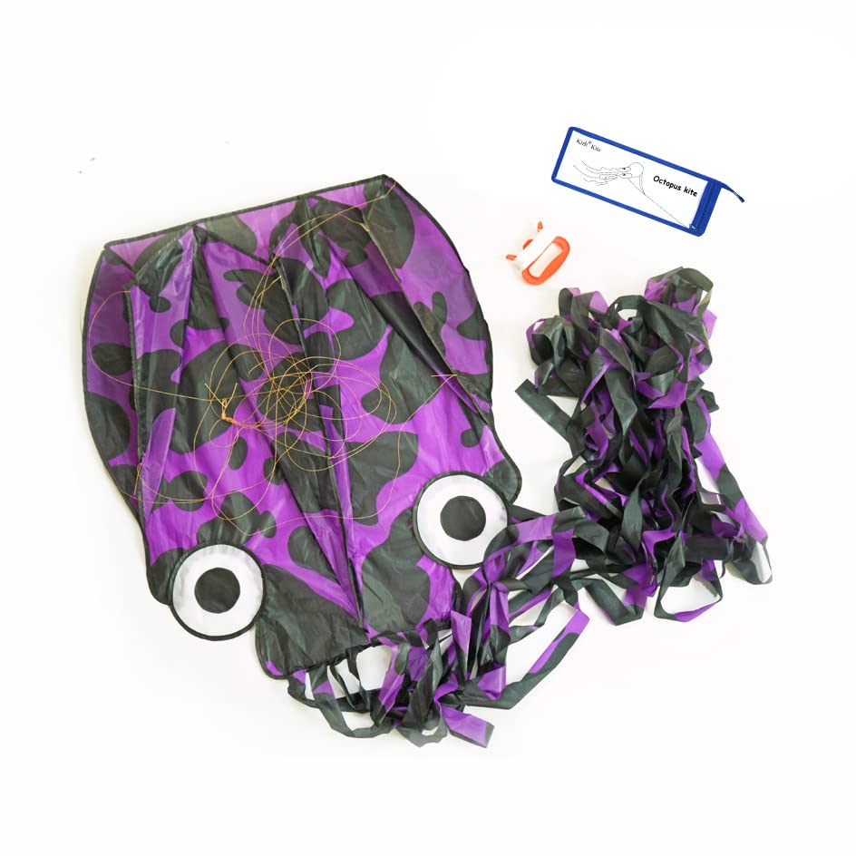 Kizh Kite Octopus Large Frameless Soft Parafoil Kites 157 Inchs Long Tail Easy To Fly For Adults Kids Outdoor,Activities,Beach Trip Great Gifts To Kids Build Childhood Priceless Memories(Purple)
