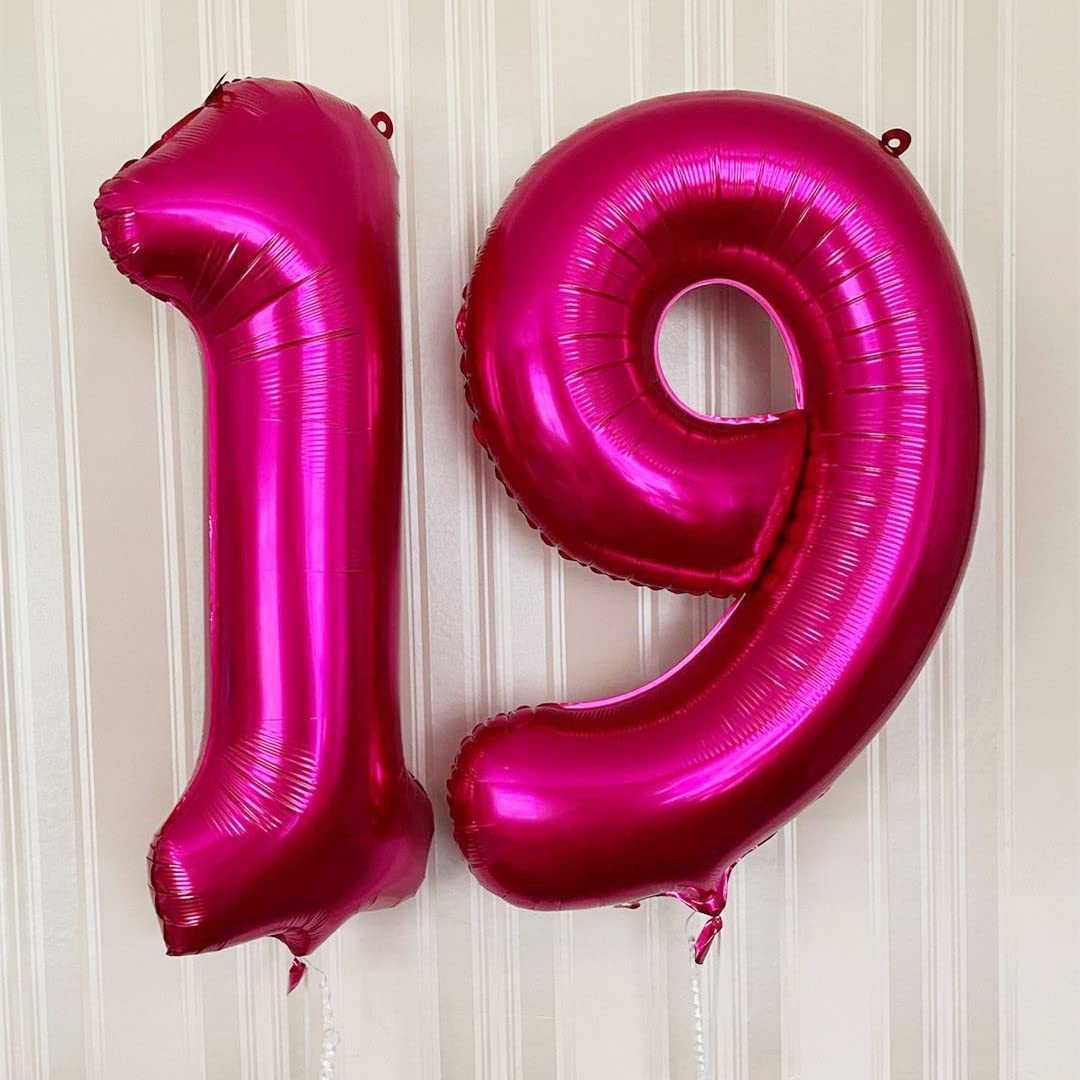 Hot Pink 16 Balloon Numbers,40 Inch 16Th Or 61St Birthday Balloon Foil Mylar Number 16 Balloon Large Dark Pink Number Balloons For Birthday Party Anniversary Festival Decorations