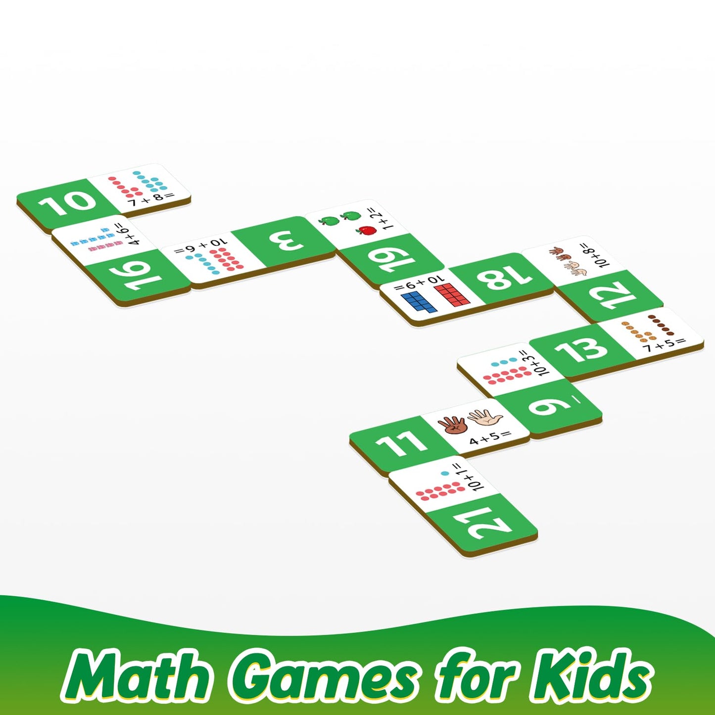 Kasfalci Addition Dominoes Set,Math Games for Kids,Math Manipulatives,Counting Toys,Learning Games,Preschool Learning Activities