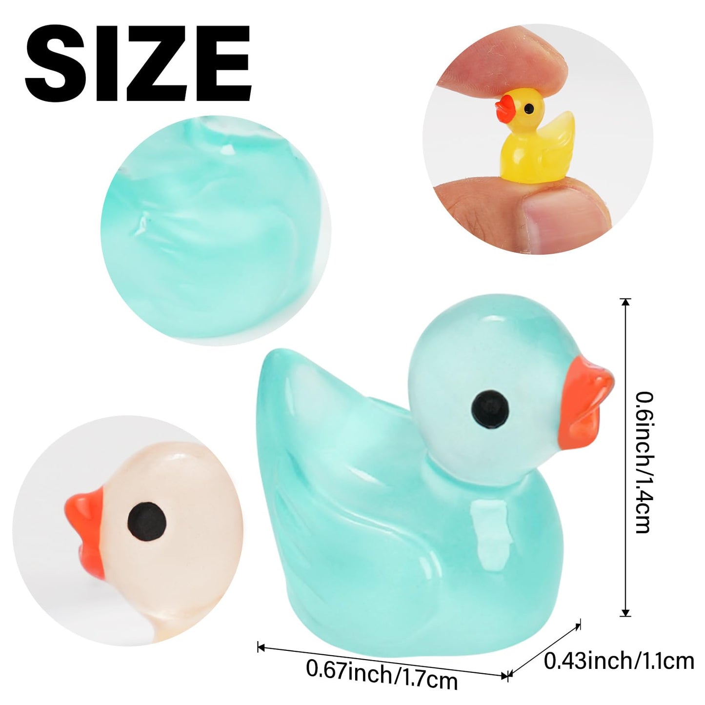 CRTWDMAN 240Pcs Luminous Mini Resin Ducks - Glow in the Dark Tiny Ducks for Party Favors, Decorations, and Collectibles