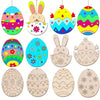 Curious Button 18 Pcs Wood Easter Eggs With Matching Strings Diy Craft Eggs Suitable For HandPainted Art, Spring Egg Hunt Par