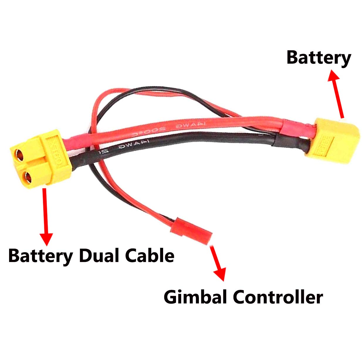 Share Goo 2Pcs Xt60 Xt-60 Male To Female Battery Connector Adapter With Jst Cable Compatible With Rc Multicopter Quadcopter Gimb