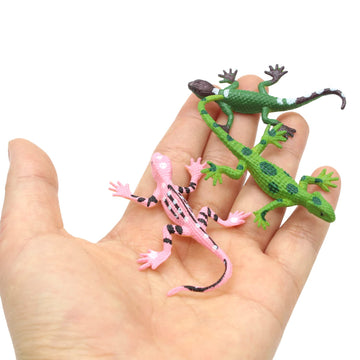 Smilersmile Animal Assorted Mini Plastic Figures Toy Set, Educational Party Cake Topper, Goody Bag Filler (12Pcs Small Lizard)