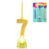Novelty Place Birthday Number Candle Set, Flashing Multicolor Changing LED Birthday Cake Topper with 4 Wax Candles (Number 7)