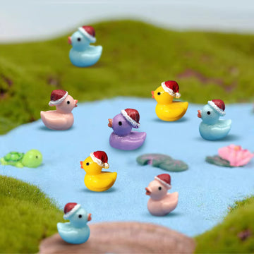 Eomtur 50Pcs Mini Hat Ducks, Exquisite Mini Duck Dolls Cute Duck Party Decorations Birthday Shower Cake Decorations (Multi-Color